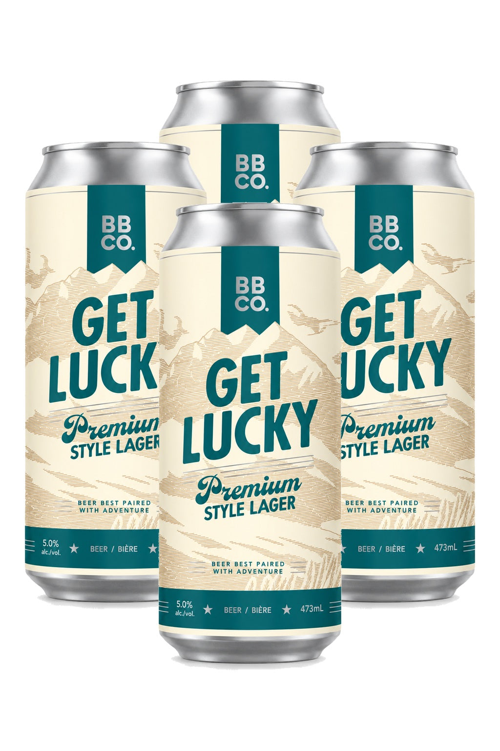 Born Brewing Get Lucky Lager — 4-pack on white