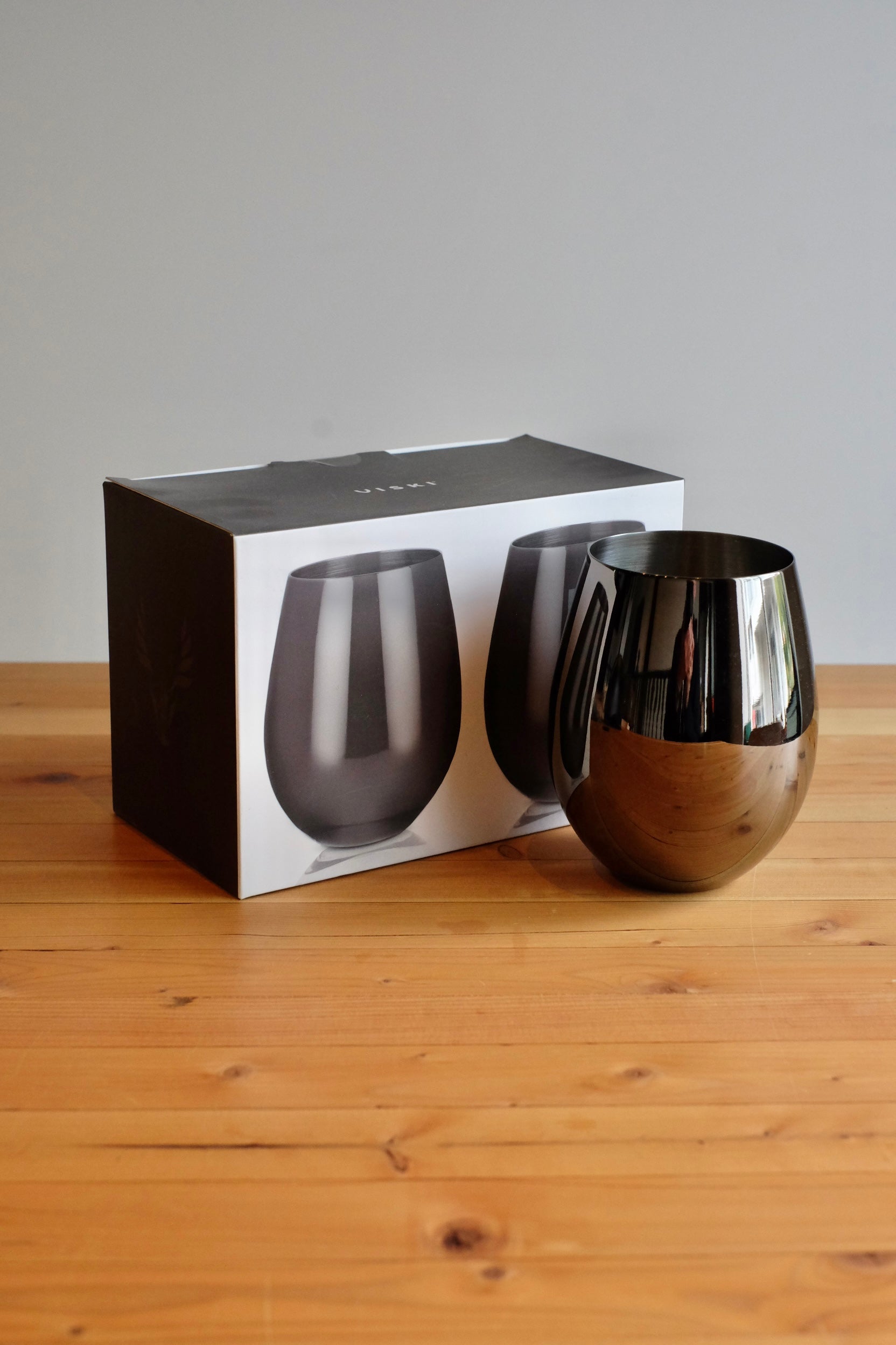 Gun Metal Stemless Wine Glasses By Viski