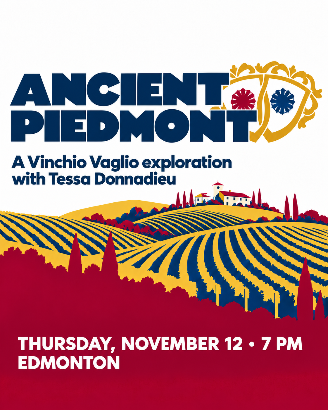 Ancient Piedmont wine tasting with Tessa Donnadieu, November 12 at 7 p.m., Edmonton