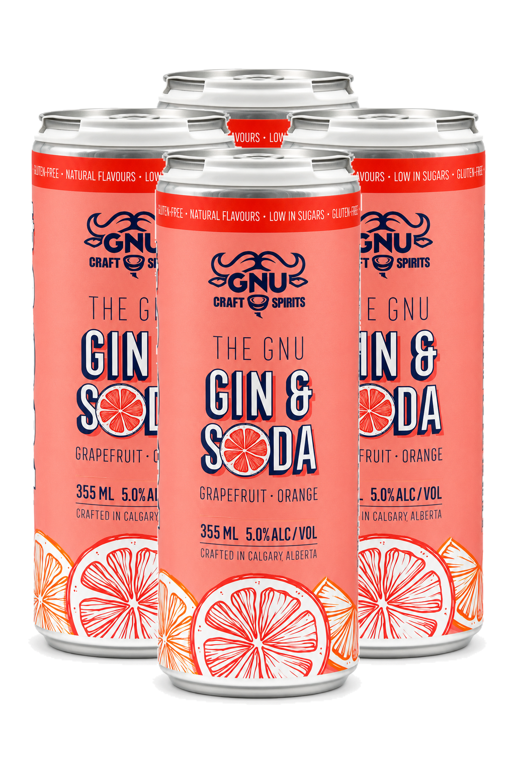 Gnu Gin & Soda Grapefruit Orange — 4 x 355 ml