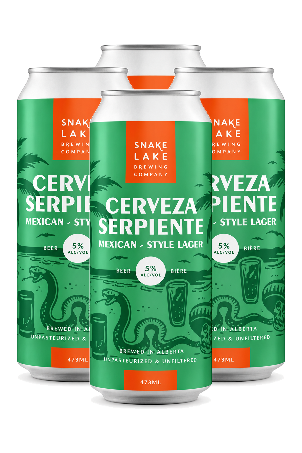 Snake Lake Cerveza Serpiente Mexican Lager — 4 x 473 ml