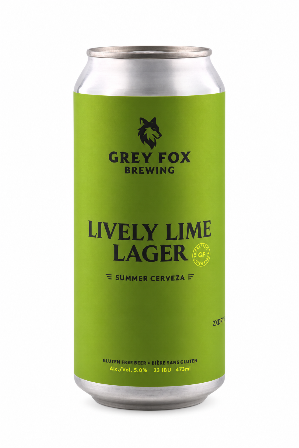 Grey Fox Brewing Lively Lime Lager Gluten Free — 473 ml