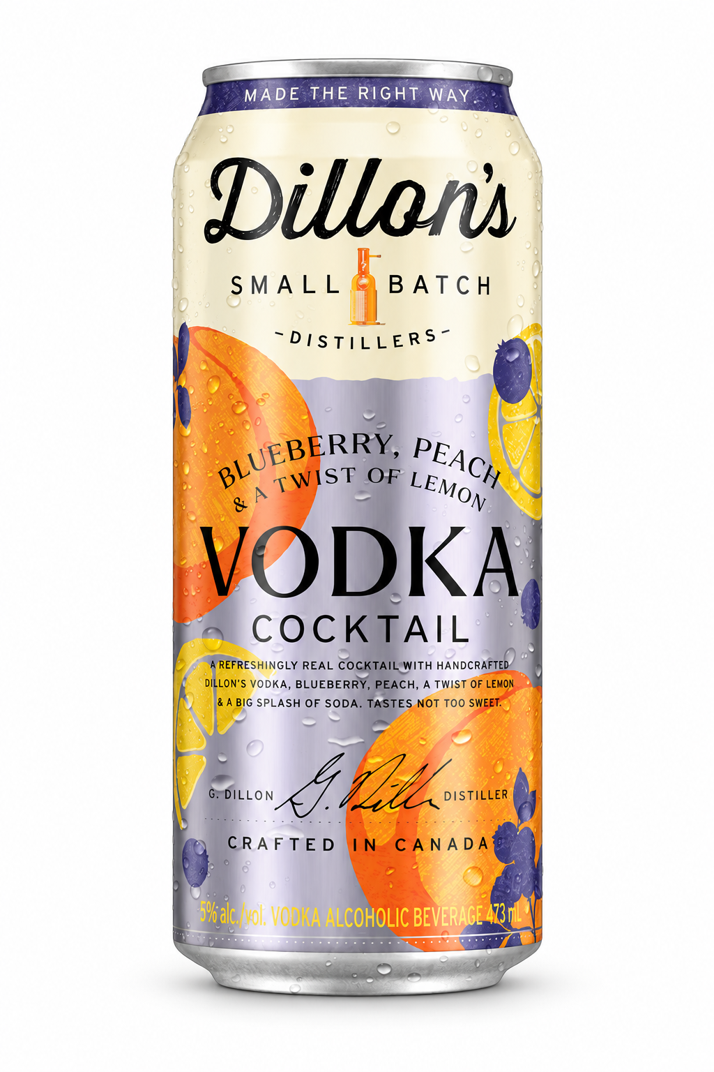 Dillon’s Vodka Blueberry, Peach & Lemon Cocktail